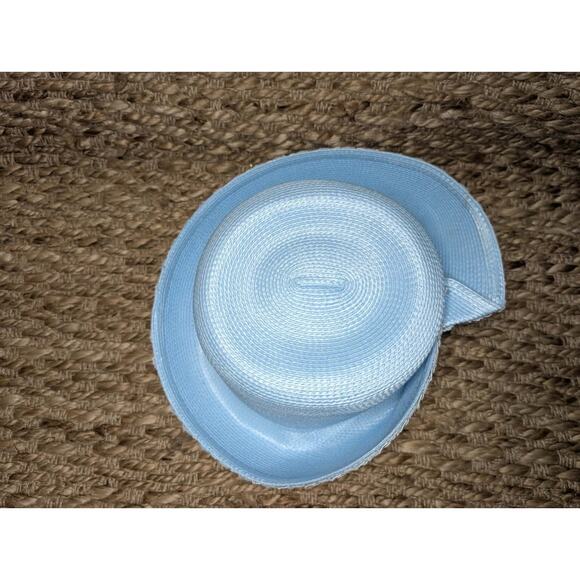 NEW! Deborah New York Light Blue Straw Derby Hat Fashion Church One Size main image 6